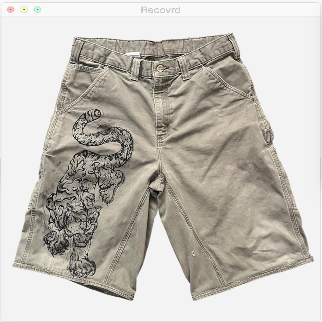 HAND PAINTED CARHARTT TIGER JORTS Size 34