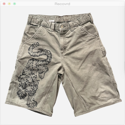 HAND PAINTED CARHARTT TIGER JORTS Size 34